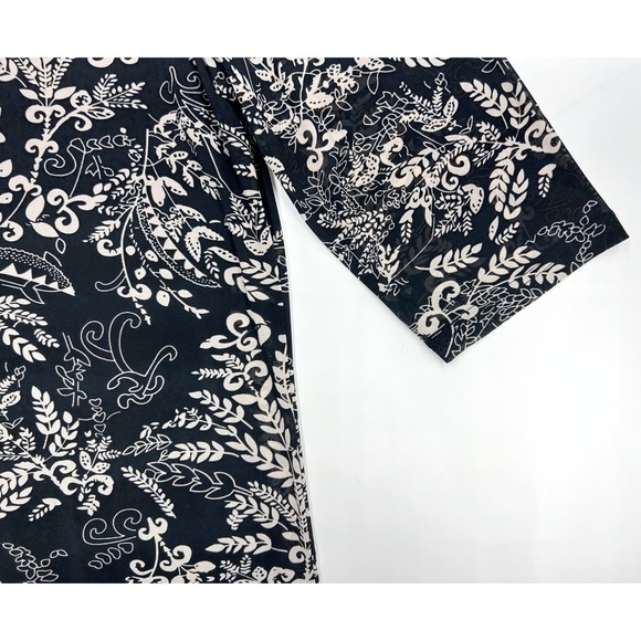 CJ Banks Black Multicolor Embellished 3/4 Sleeve Knit Printed Mesh Blouse - Picture 12 of 15